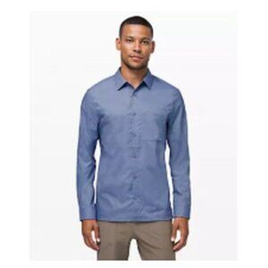 NWT Lululemon Men's Blue Flannel "Masons Peak" Long Sleeved Button-Up Shirt XL